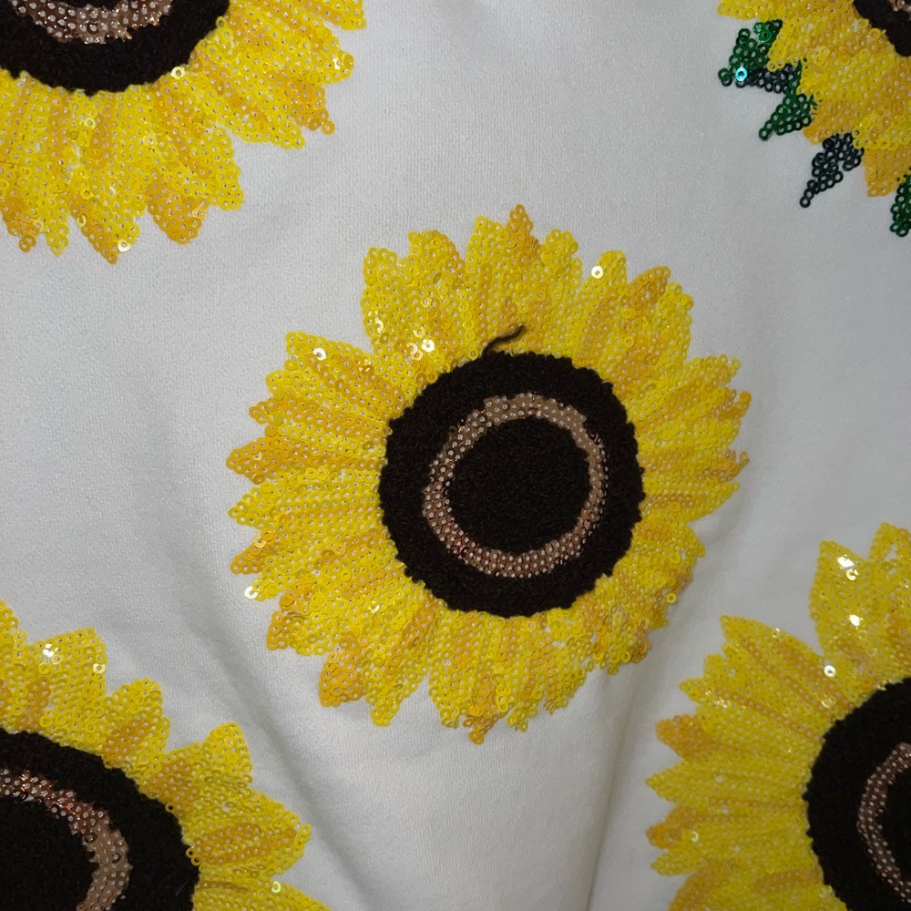QUEEN OF SPARKLES White Sunflower Sequin Tank Top & Skirt Set - Picture 5 of 6